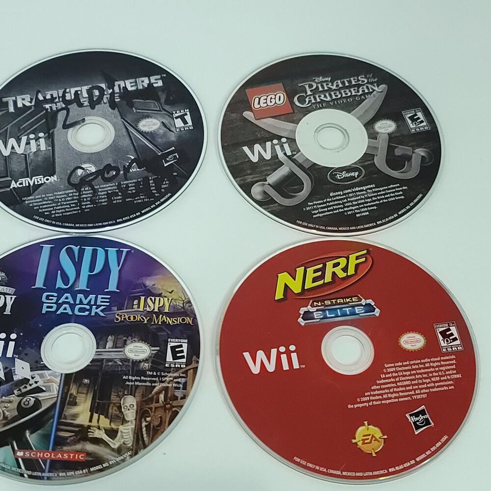 Nintendo Wii Games Lot of 4 Bundle Transformers I Spy Pirates Nerf Elite